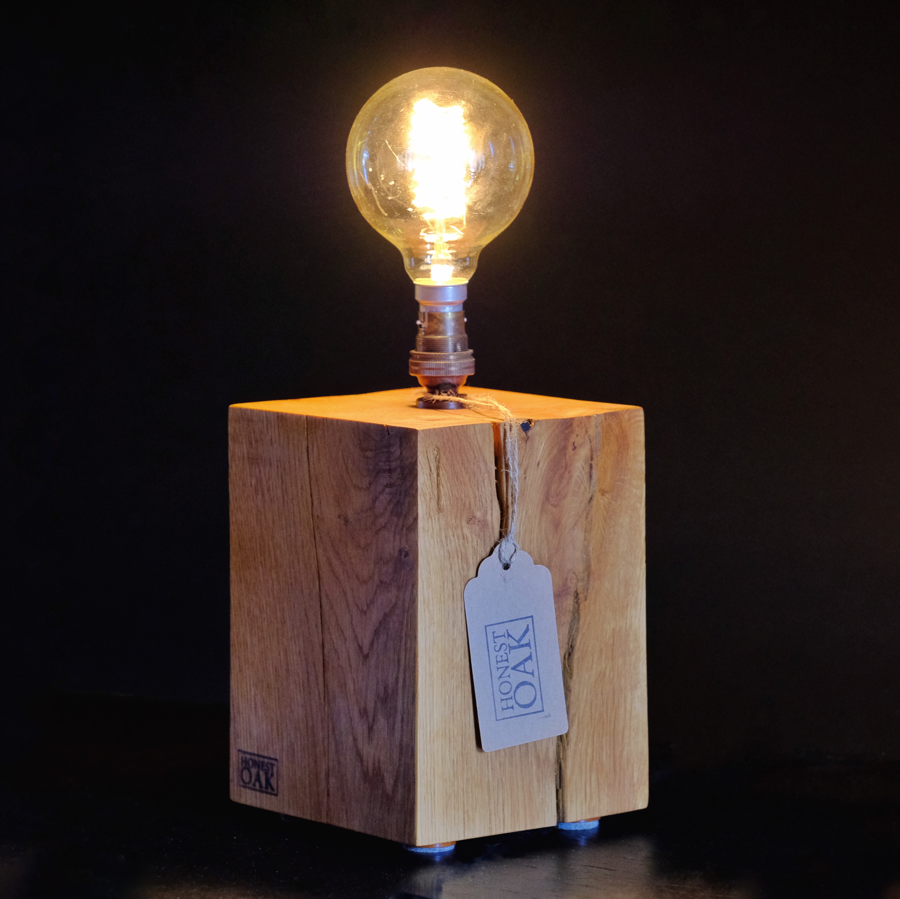 Oak block lamp - short